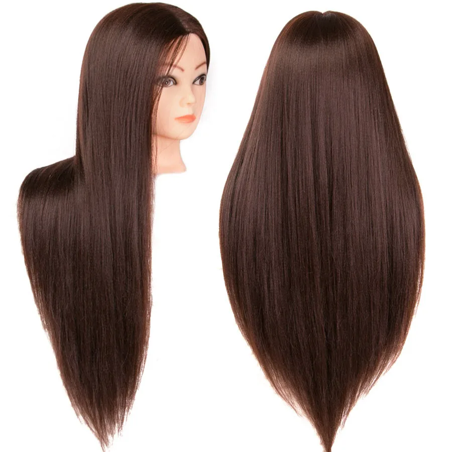 Brown Head Dolls for Hairdressers Hair Synthetic Mannequin Head Hairstyles Female Mannequin Hairdressing Styling Training Head