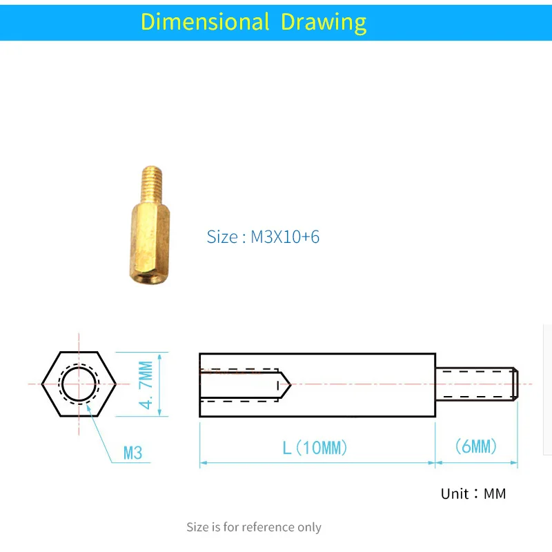 M3 Lục Giác Cột M3 Đồng Lục Giác Đôi Vượt Qua Cột Trụ Nam Đến Nữ Standoffs Do Khoang Cach Bang Hạt M * 10 + 6mm Cho Khuếch Đại PCB Board