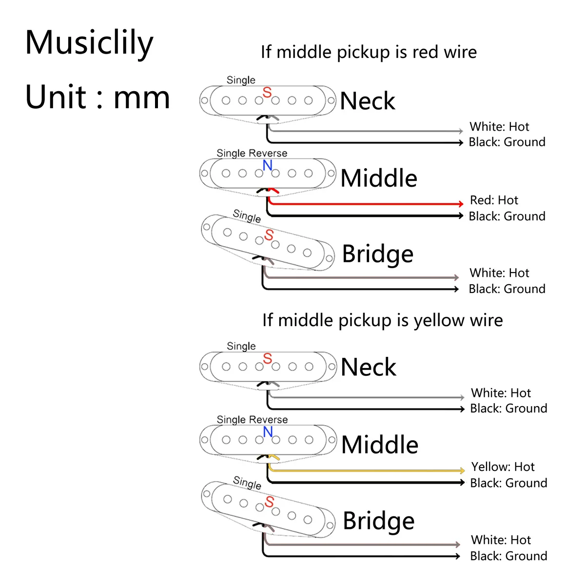 Wilkinson M Series High Output Alnico 5 ST Single Coil Pickups Set for ST Electric Guitar, White