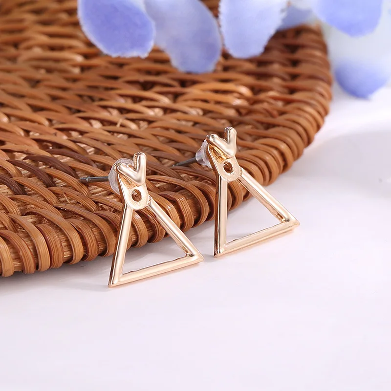 Creative Triangle Square Stud Earrings For Women Trendy Simple Minimalist Gold Color Geometric Metal Ear Jewelry Accessories