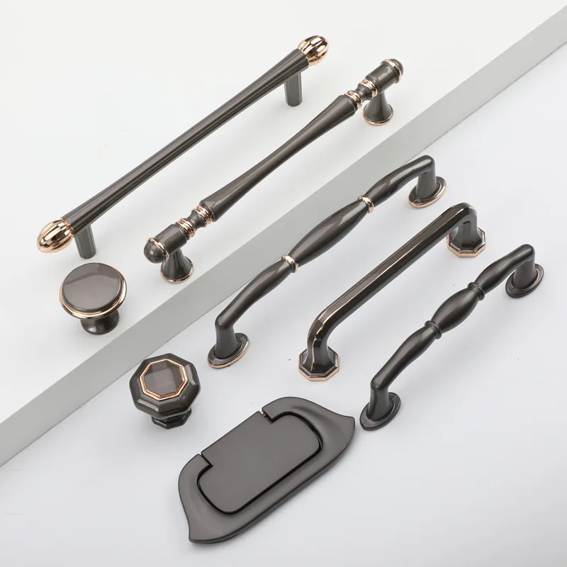 Modern Simplicity Pearl Grey Handle Kitchen Cupboard Cabinet Door Knobs Cabinet Drawer Pulls Furniture Decor Handles Hardware