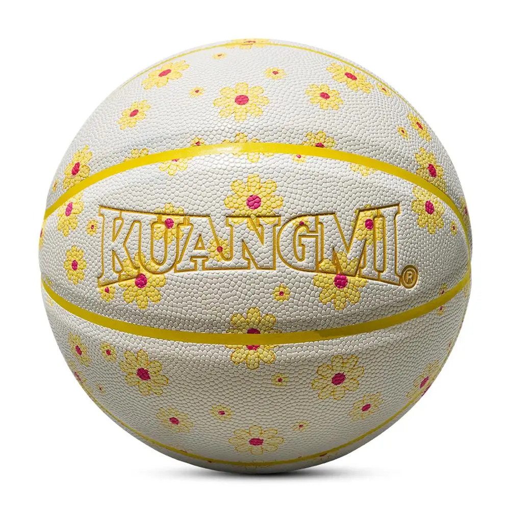 Kuangmi Basketball Daisy Print, material fotosensible, tamaño oficial 7, regalos de pelota de PU antideslizante, decoloración a la luz del sol