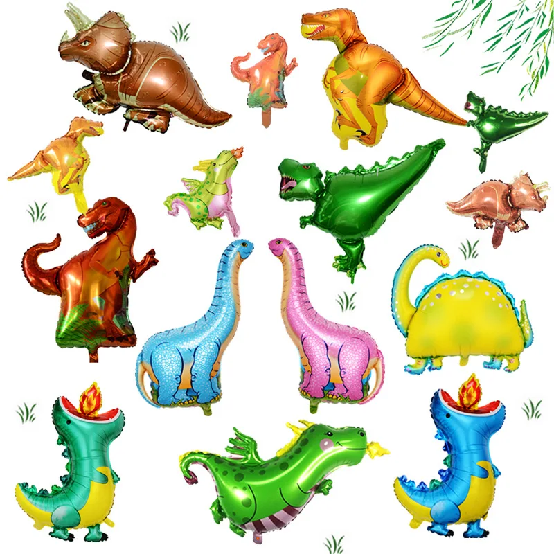 1Pcs Large Dinosaur Tyrannosaurus Triceratops Foil Balloons Green Dinosaur Birthday Party Decorations Kids Boy Toys Air Globos