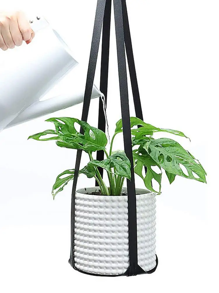 30 Inch Leather Plant Hanger Hanging Planter Flower Pot Holder Home Decor For Indoor Plants Cactus Succulent