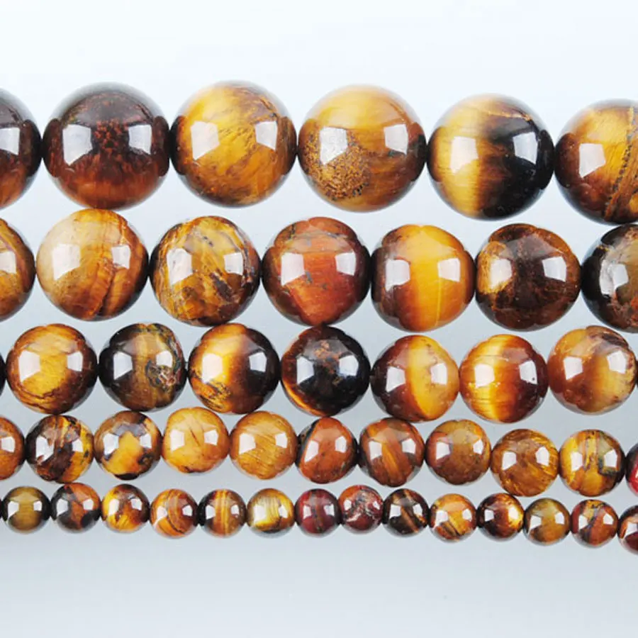 WOJIAER Natural Stone Tigers Eye Round Ball Spacer Loose Beads 4 6 8 10 12mm For Jewelry Making Fit DIY BY919