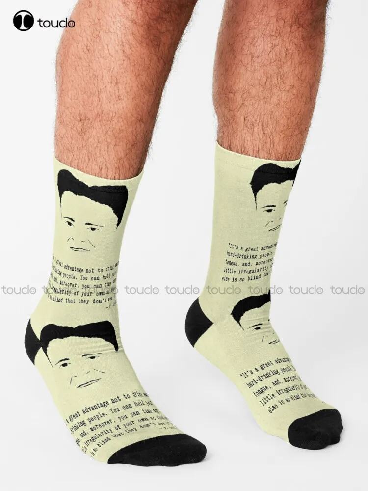 F. Scott Fitzgerald Quote Socks Mens Socks Black Personalized Custom Unisex Adult Teen Youth Socks 360° Digital Print Funny Sock