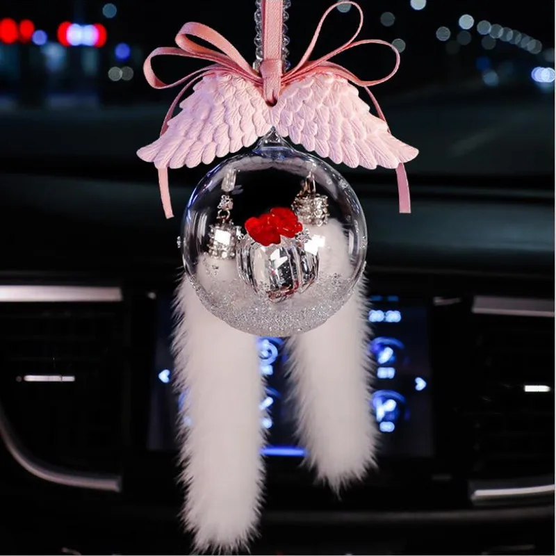 Car Pendant Crystal Ball Snowflake Valentine's Day Bow Gift Car Rearview Mirro Crystal Pendant