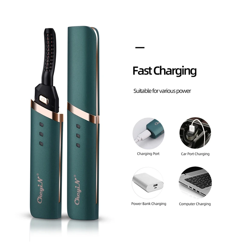 CkeyiN Electric Heated Eyelash Curler USB Charge Makeup Curling Kit Long Lasting Natural Ironing Eye Lash Curler Beauty Tools