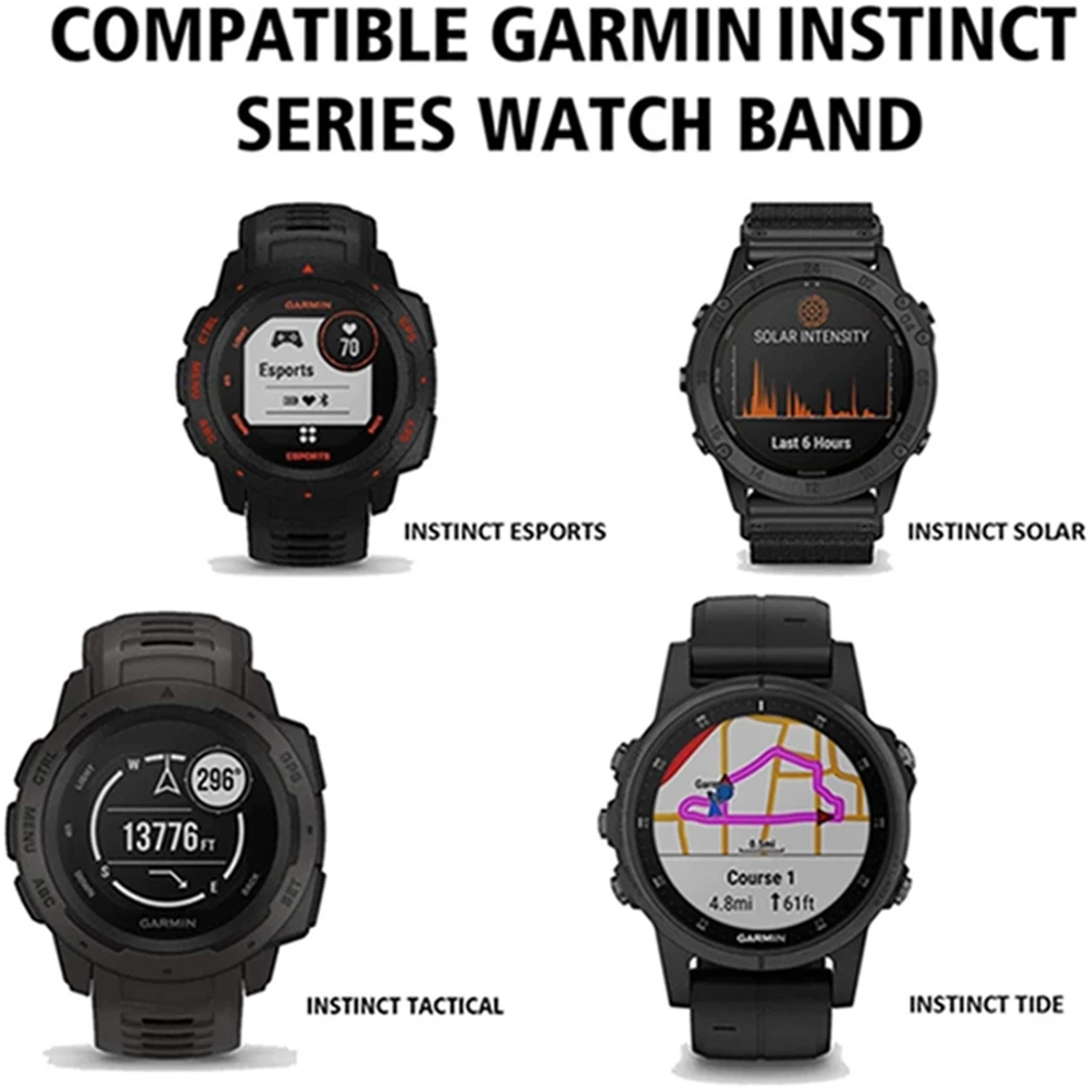MoKo Nylon Watch Band Compatible with Garmin Instinct 3 45mm ; Instinct 2/2 Solar/2...
