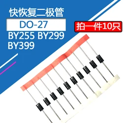 10pcs BY399 Fast Recovery Rectifier Diode BY255 Package DO-27 In-line Braid for Ultrasonic Use BY299