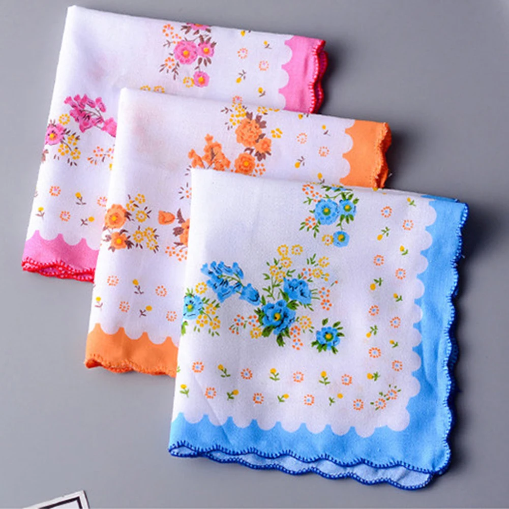 5 pièces 30*30 cm Vintage coton femmes Hankies brodé papillon fleur Hanky Floral dames mouchoir tissus couleur aléatoire