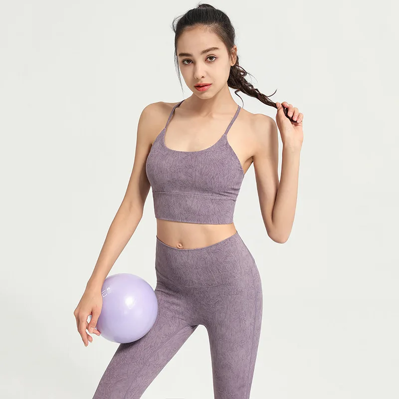 Women Sport Bras Cross Straps Yoga Brassiere Girls Elastic Gym Workout Bra Padded Running Vest Tops Shockproof Fitness Underwear