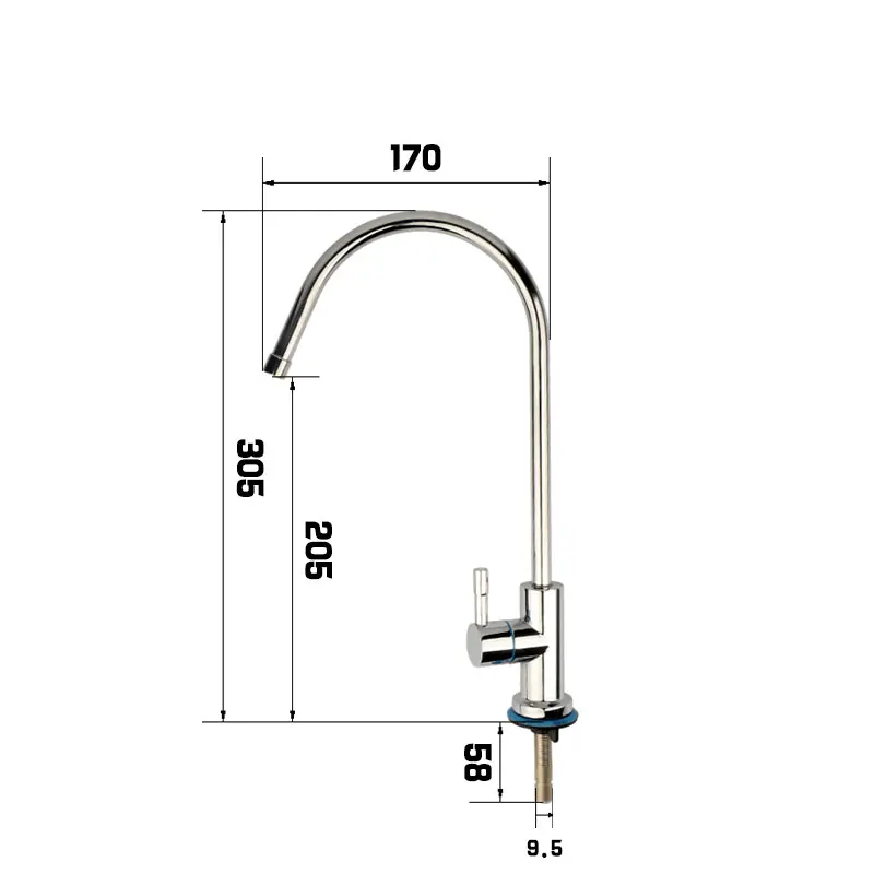 Gooseneck Water Purifier Faucet Reverse Osmosis Drinking Water Filter Faucet Chrome Plating 3/8\