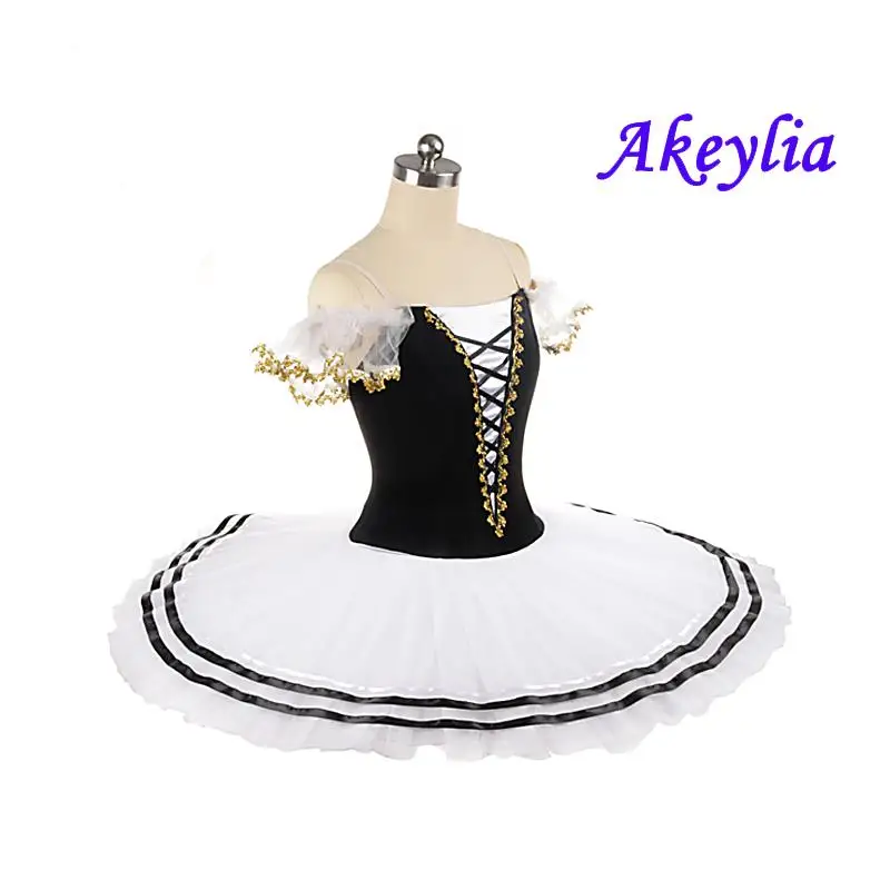 Blanco y negro de ballet profesional de bandeja Tutu personalizado Paquita clásica para las mujeres rendimiento tutús para Ballet vestido de terciopelo