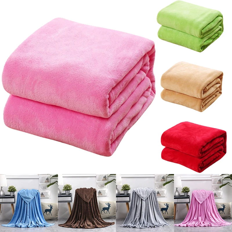 

Pure Color Soft Coral Fleece Blanket Bed Artificial Fur Mink Fleece Spring and Autumn Yoga Blanket Winter Warm Plush Blanket