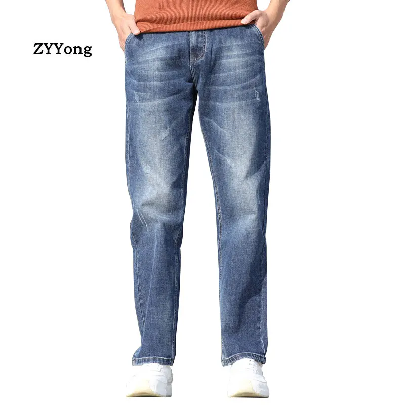 Summer Thin Section Men Retro Large Size Baggy Jeans Washed Denim Trousers Male  Hiphop Skateboarder Jeans Blue Wide Leg Pants