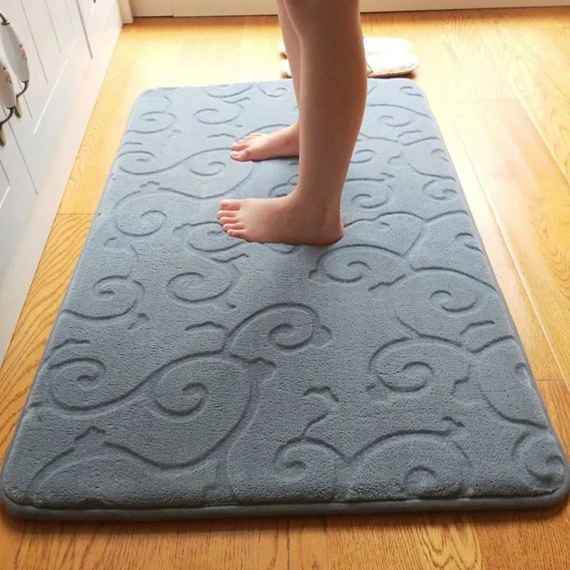 Thicken Bathroom Floor Carpet Memory Foam Bath Mat Water Absorption Toilet Rugs Non-slip Pure Color Pad Mats Slow Rebound Rug