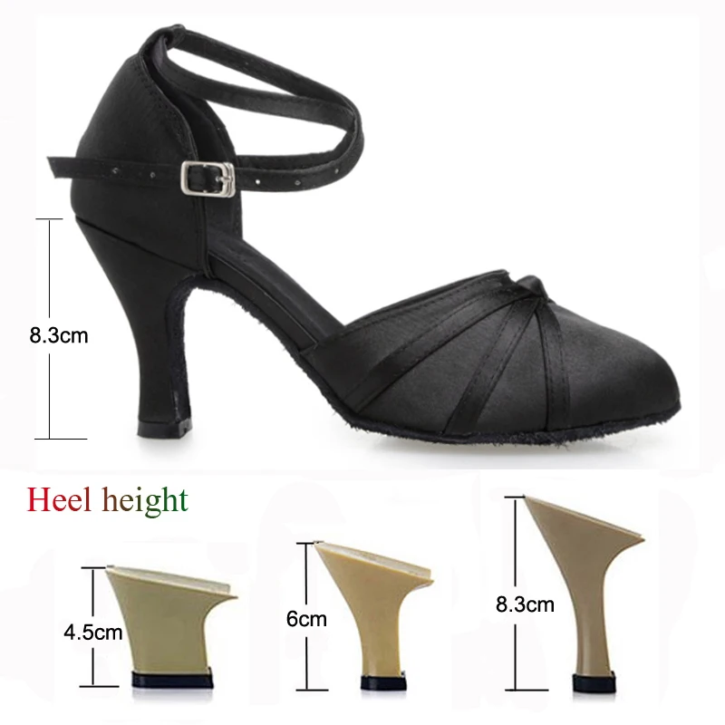 New Latin Dance Shoes Salsa Tango Shoes Party Wedding High Heel Women\'s Satin Red Black Girls Summer Sandals Sneakers