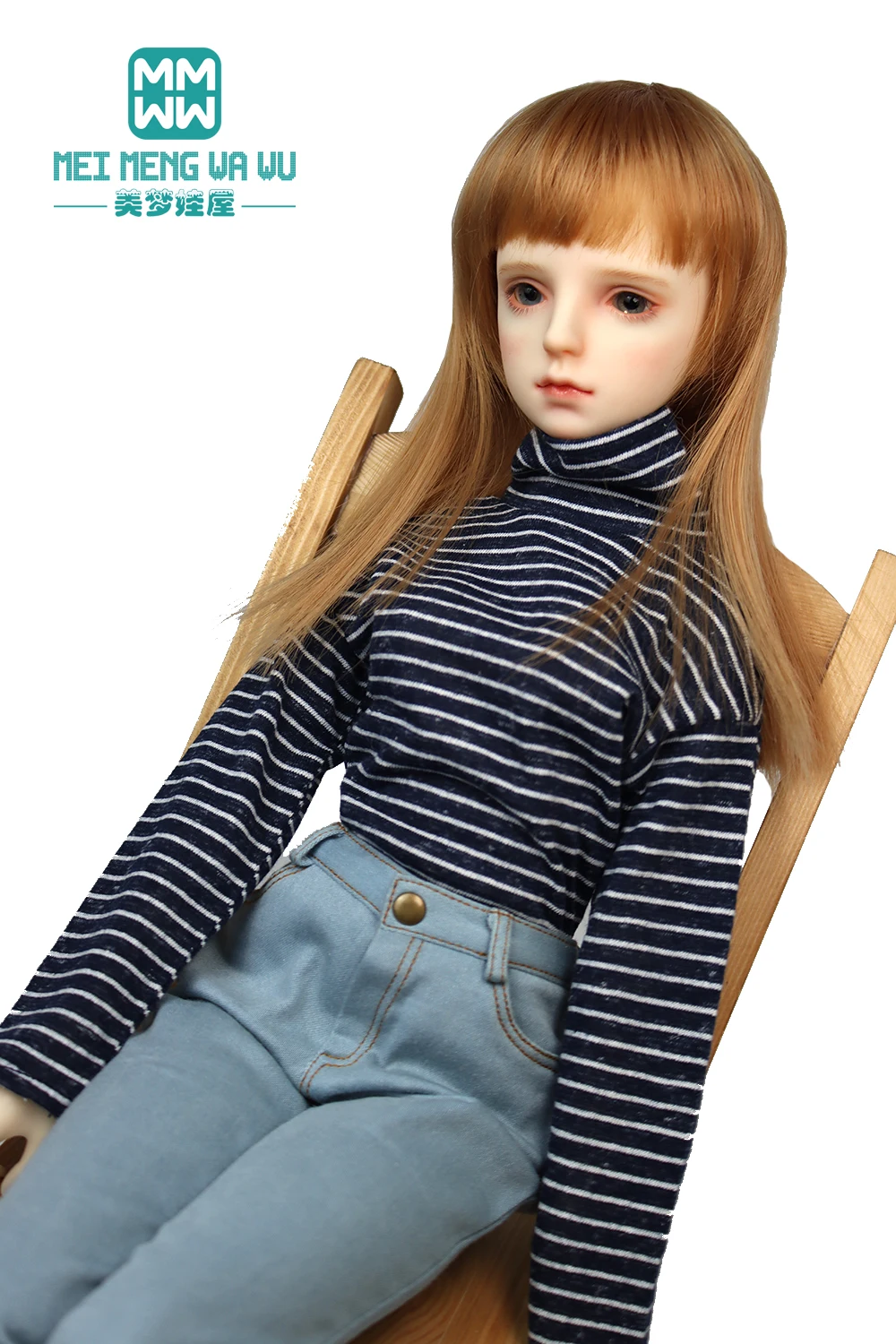 BJD Doll clothes 58-60cm 1/3 BJD SD Dolls toys Ball Jointed Doll Fashion striped high neck bottoming shirt