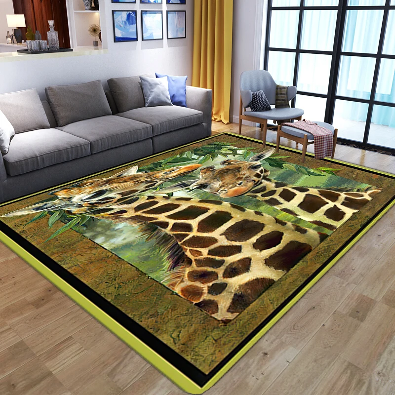 3D giraffe Pattern Large Carpets For home Living Room Realistic Animal Rugs Bedroom Soft Sponge Bath Kitchen Floor Mats Door mat