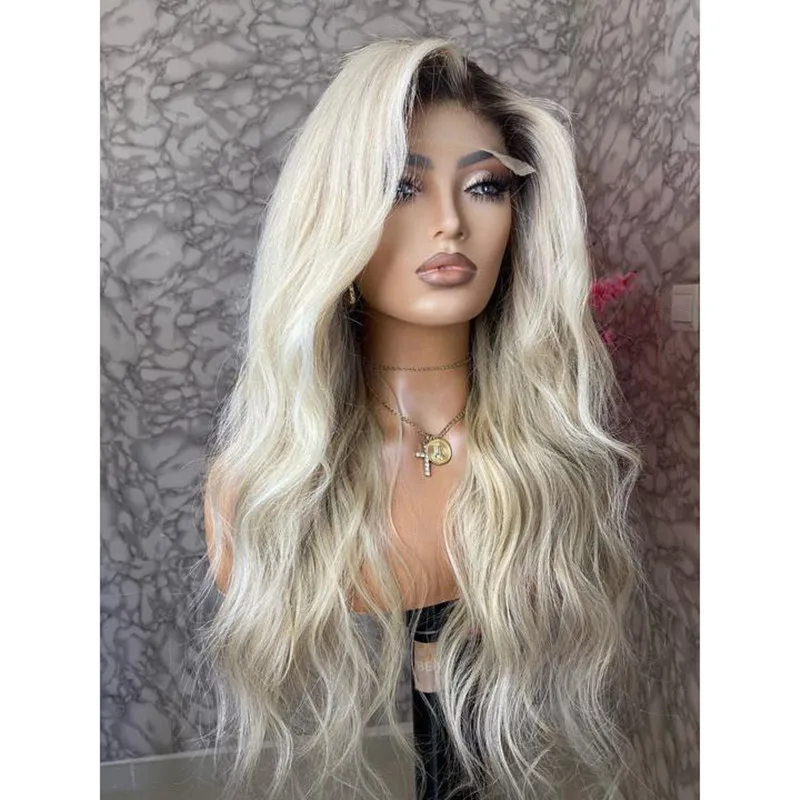 

150% density Ombre Blonde Lace Front Wig Human Hair 613 13x6 Ash Blonde Lace Front Human Hair Wigs For Women Transparent Lace