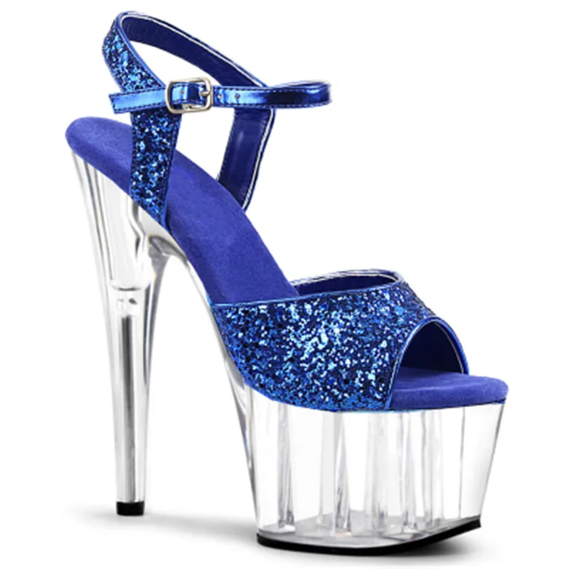 

Sexy sequined upper with 15cm seductive see-through sandals, stiletto heels with 6in thick crystal sexy club sandals