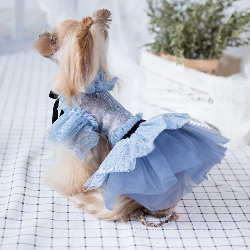 Pet Dog Clothing Solid Color Wedding Party Tutu Dresses Puppy Clothes For Small Medium Dog Yorkshire Poodle Outfits Dog Skirts