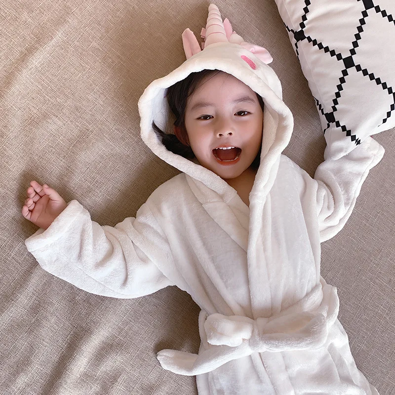 Autumn Winter Children Baby Coral Velvet Home Clothes Nightgown Cute Children Girls Cartonn Pajamas bathrobe Home Wear