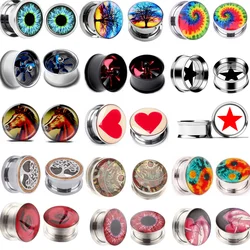 2PCS 3-20mm Stainless Steel Ear Plugs and Tunnels Heart Ear Expanders Earrings Helix Piercing Creative Tree Piercing Jewelry