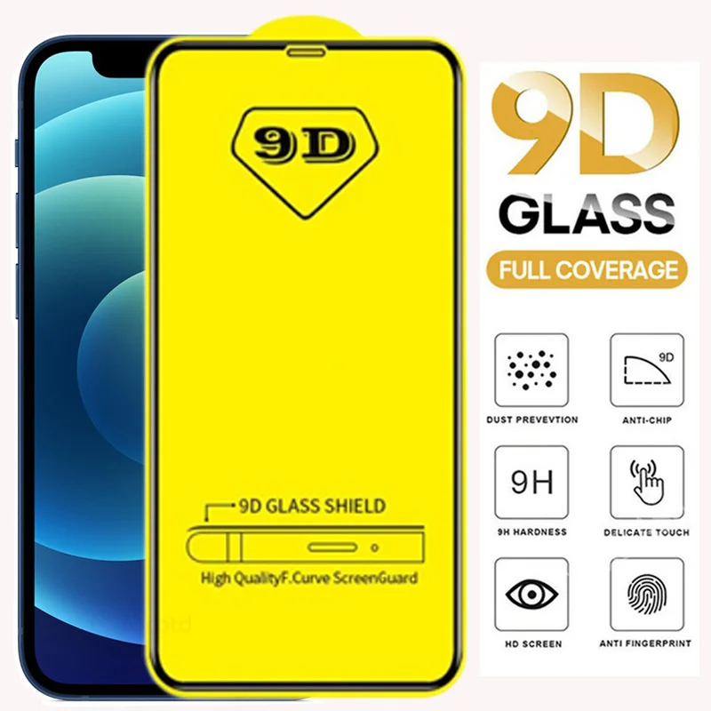 

9D Tempered Glass For iPhone 12 11 Pro Max Mini Screen Protector For iPhone X Xr Xs Max 6 6S 6P 7 8 Plus SE2020 Full Cover Glass