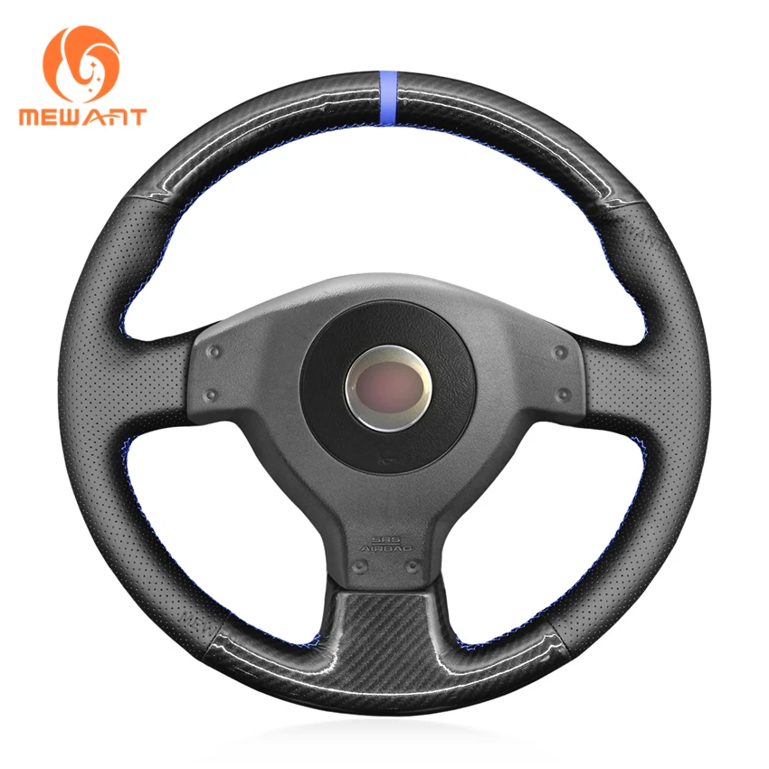 MEWANT Black Artificial Leather PU Carbon Fiber Steering Wheel Cover for Subaru Impreza WRX STI II 2003 2004 2005 2006-2007