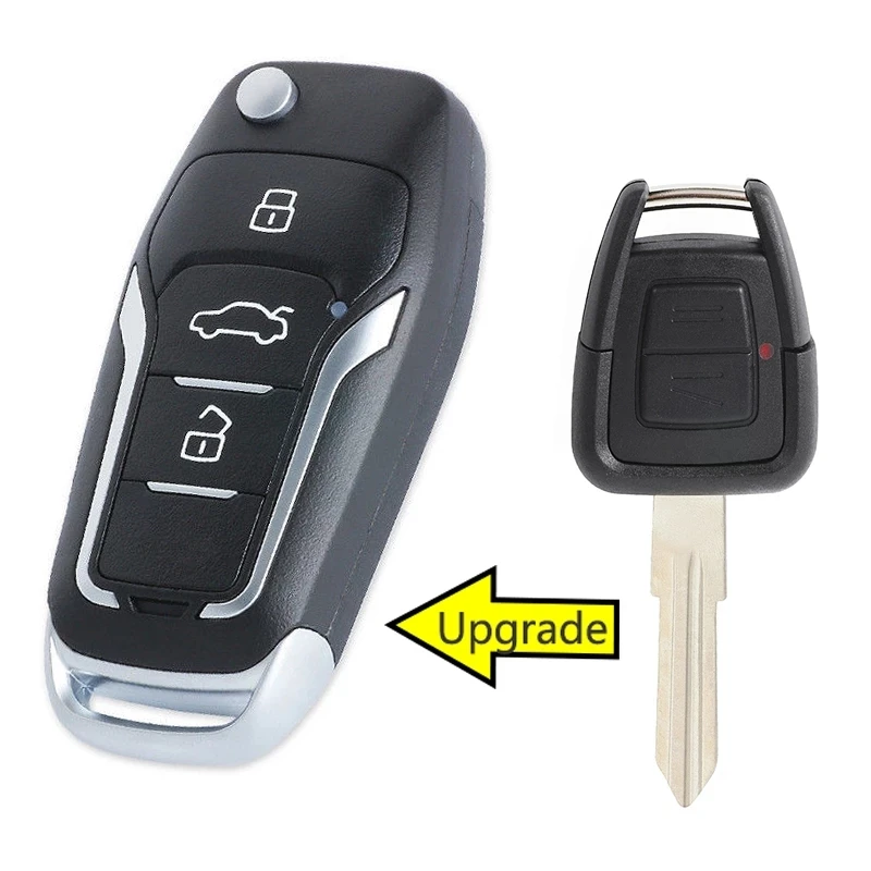 Upgraded Flip Remote Car Key Fob 433MHz ID40 Chip 2 Buttons for Opel Delphi Astra TS with HU43/YM28/ HU46/ HU100 Blade