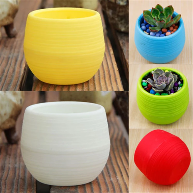 5pcs Resin Flower Pots Mini Plastic Flowerpot Home Garden Decoration Nursery Pots Eco-friendly Desk Plants Succulents Pot