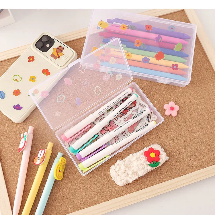 Boîte de Rangement Transparente en Plastique pour Bureau, Classification, École, Papeterie, 2 Pièces/Lot