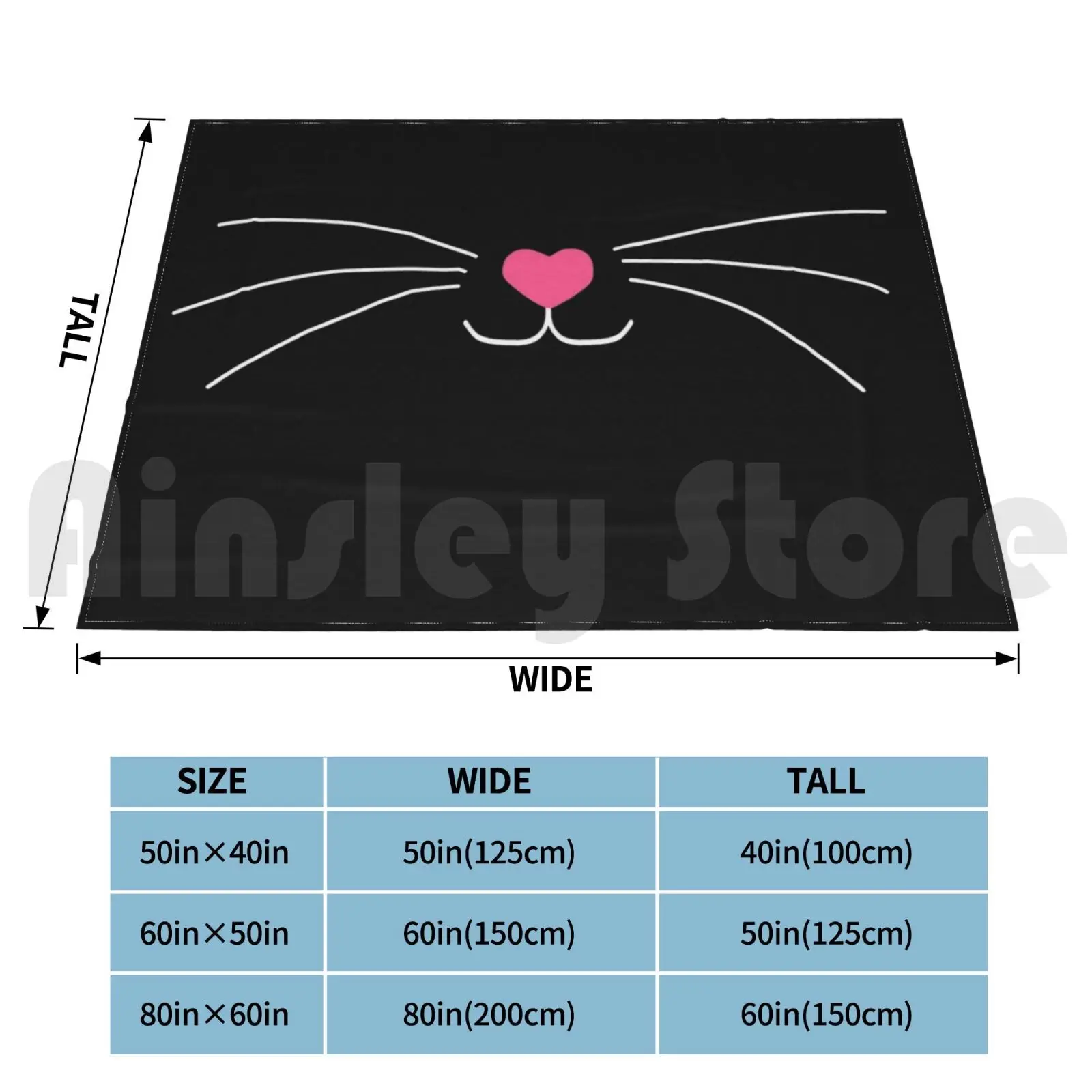 White Cat Nose With Pink Heart Blanket For Sofa Bed Travel Black Cat Cat Cat Face Cat Whiskers Cats Feline Sad