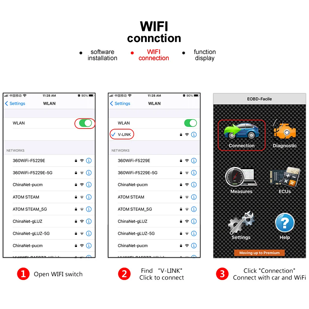 Repair Accessories ELM 327 V 1.5 ICAR2 OBDSCAN OBDII Diagnostic Tool ELM327 WiFi/Bluetooth V1.5 PIC18F25K80 Chip