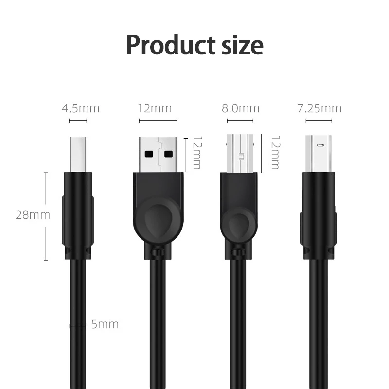 Kabel Usb dla drukarki o wysokiej prędkości A do B z męskiego na męskie Usb kabel do drukarki synchronizacja danych dla 3D drukarka etykiet