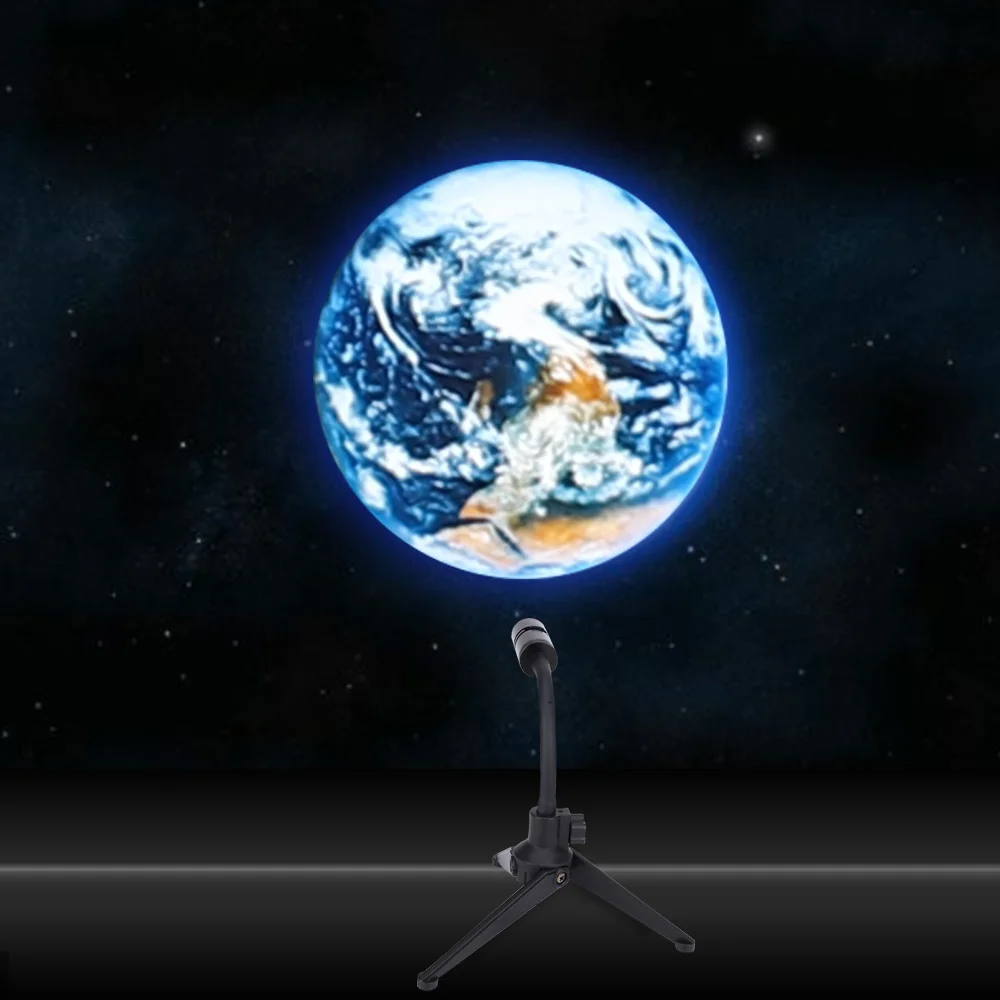 Earth Moon Projection On Wall Lamp 360° Rotatable Bracket DC5V USB Live Background Light Home Party Living Room Bedroom Decor