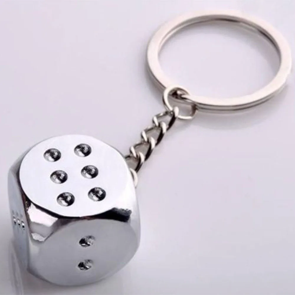 Creative Metal Dice Shape Model Alloy Key Holder Personality Keychain Car Key Ring For Women Men Bag Decor Key Chain