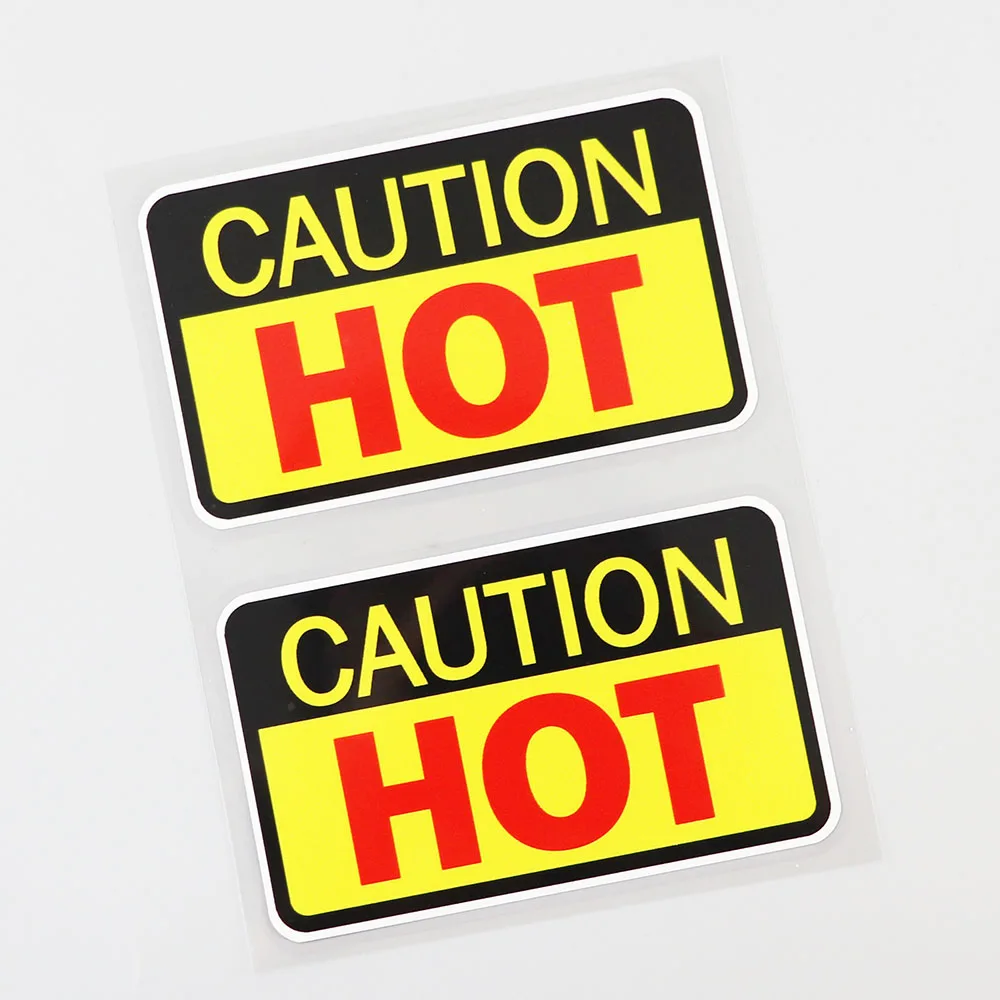 YJZT 2 x 10.8CM×6.4CM Caution Hot OHS Decal Safety Sign PVC Car Sticker 12C-0184