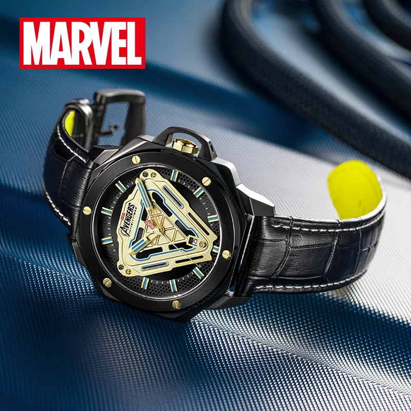 Disney Official Marvel Iron Men Stainless Steel Quartz Casual Wristwatches Energy Reactor Coated Glass 50M Waterproof New Clcok