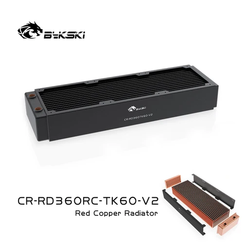 Imagen 2 del producto Bykski-Radiador de refrigeración para PC, fila de enfriador de agua para ventilador de 240 m, 60mm de espesor, G1/4 cobre, 360/120/240/480RC-TK60-V2, CR-RD120/360/480/120 MM