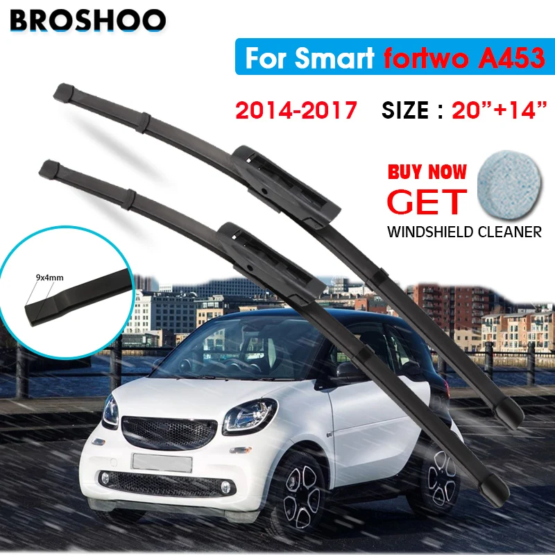 

Car Wiper Blade For Smart fortwo A453 20"+14" 2014-2017 Auto Windscreen Windshield Wipers Blades Window Wash Fit U Hook Arms