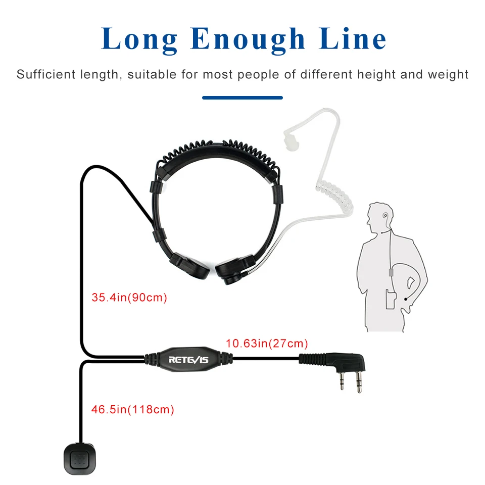 10 stücke Flexible Throat Mic Kopfhörer Für Walkie-talkie Throat Micropnone Für Kenwood Baofeng UV 5R UV-82 Retevis H777 RT5 RT22