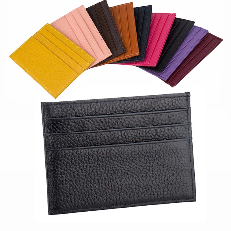 

100% Genuine Cow Leather ID Card Holder Women Candy Color Slim Bank Credit Card Case Wallet For Men Cardholder Ladies Mini Purse