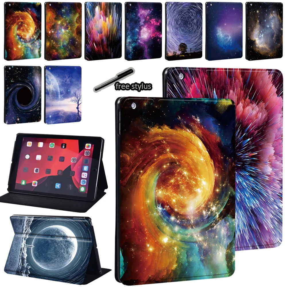 

Tablet Case for Apple IPad 2021 9th Generation 10.2" PU Leather Space Printing Series Stand Protective Cover