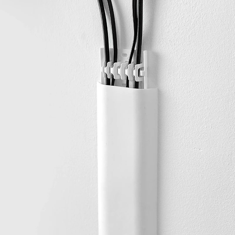 Wall Mount Self-adhesive Raceway wall Cord Duct Cover Cable Duct Ties Fixer Fastener Holder Cable organizer Storage clip White