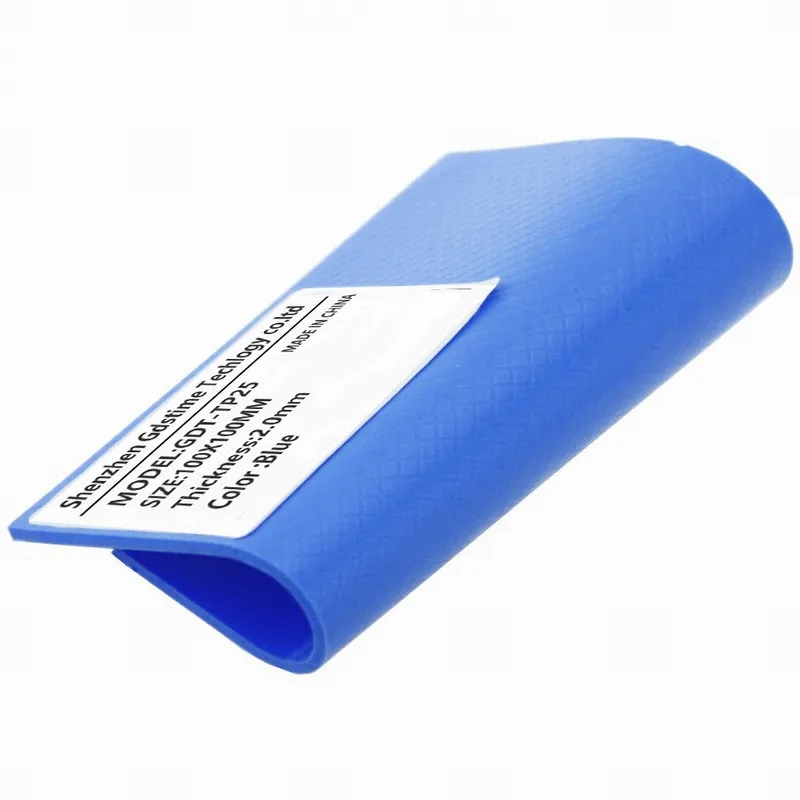 10 قطعة/الوحدة Gdstime 100 مللي متر x 100 مللي متر x 2 مللي متر 0.2 سنتيمتر سمك الأزرق موصل سيليكون 2.0 مللي متر 100 مللي متر x 2 مللي متر الحرارية منصات