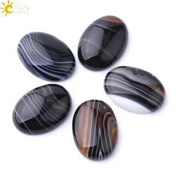 CSJA Natural Stone Black Veins Agates Cabochon Bead for DIY Ring Pendant Earrings Jewelry Accessories Flatback Stripe Beads F807