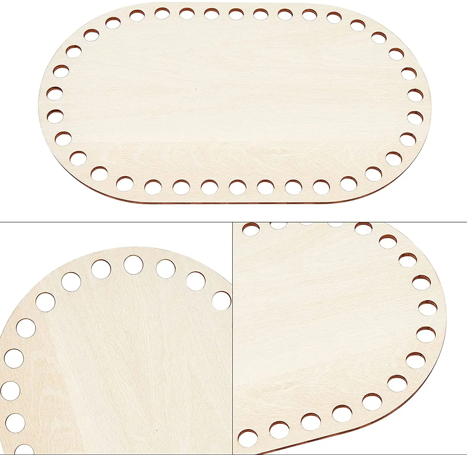 D&D 3pcs/set Natural Wooden Basket Bottom Oval Blank Solid Crochet Basket Wood Base for DIY Basket Weaving Supplies Craft Making